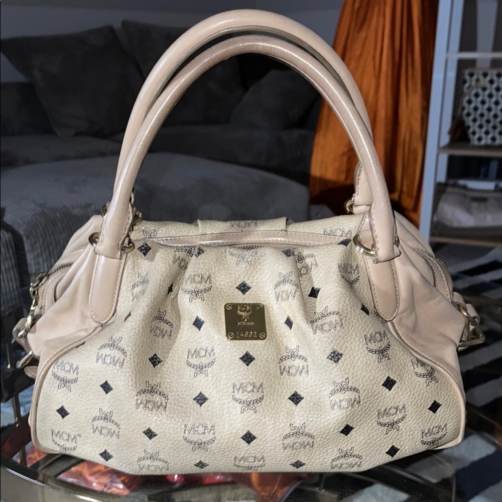 MCM Viscetos with Signature Monogram Cream and Black